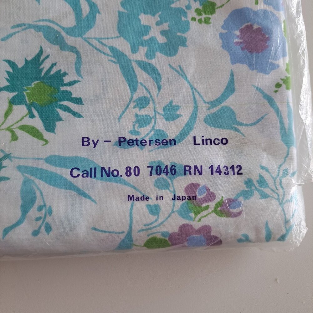 Vintage Floral Banquet Sheet New Dead stock Double Bed Fitted Bottom Japan - Picture 2 of 8